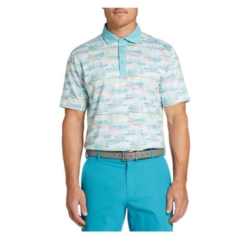 NWT Men's Walter Hagen Clubhouse Country Club Polo - Large - Green/White